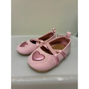 NWT Old Navy Baby Girls Pink Heart Ballet Flat Shoes - 6-12M